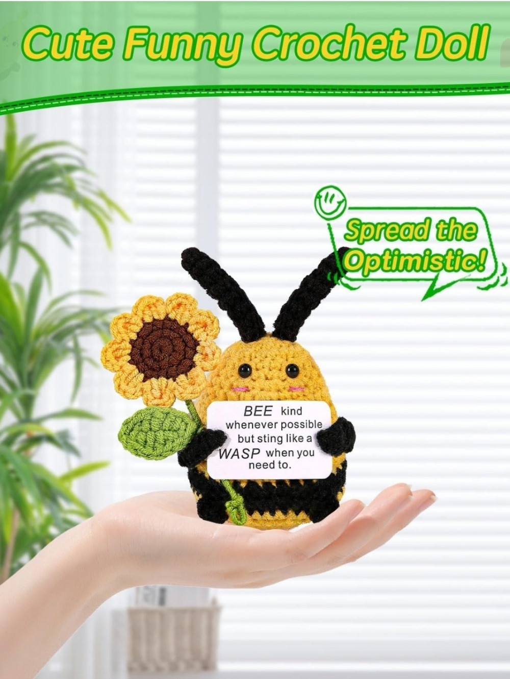 Handmade Crochet Bee with Sunflower Plush - New - Picture 2 of 2